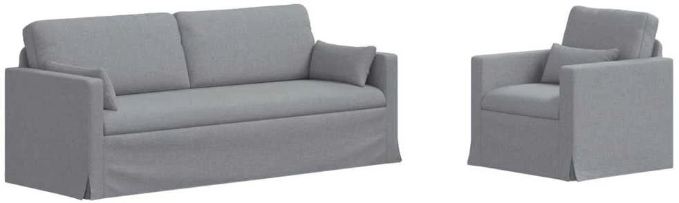 Sofa 2 pcs Šviesiai pilka Metalas