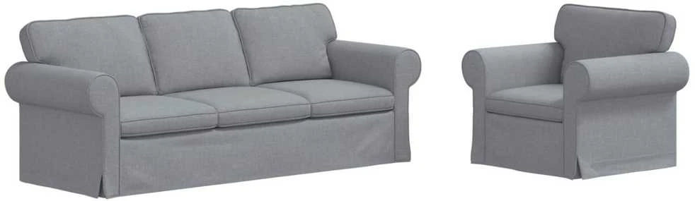 Sofa 2 pcs Šviesiai pilka Metalas