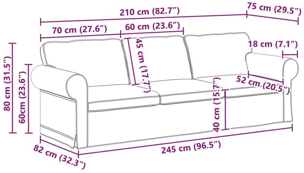 Sofa 2 pcs Šviesiai pilka Metalas