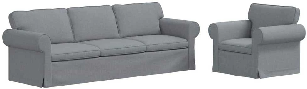 Sofa 2 pcs Šviesiai pilka Metalas