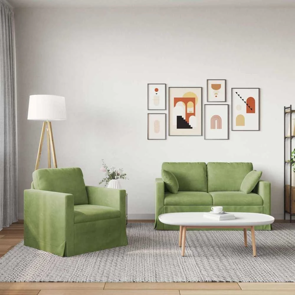 Sofa Sofos komplektas 2 vnt. Šviesiai žalia Aksomas