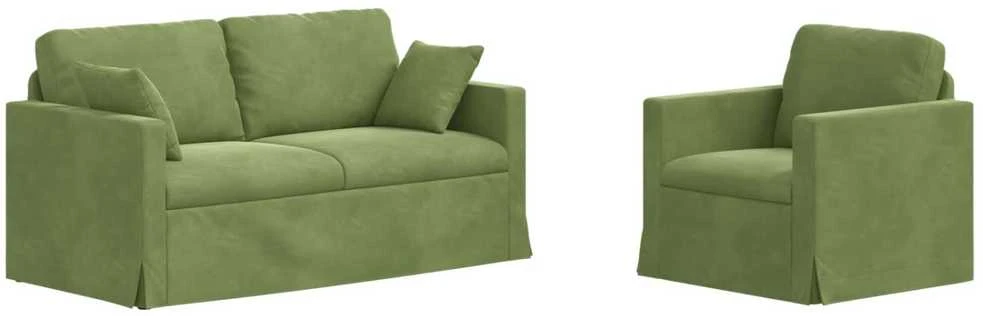 Sofa Sofos komplektas 2 vnt. Šviesiai žalia Aksomas