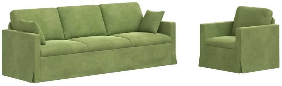 Sofa Sofos komplektas 2 vnt. Šviesiai žalia Aksomas