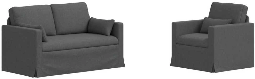 Sofa 2 pcs Tamsiai pilka Metalas