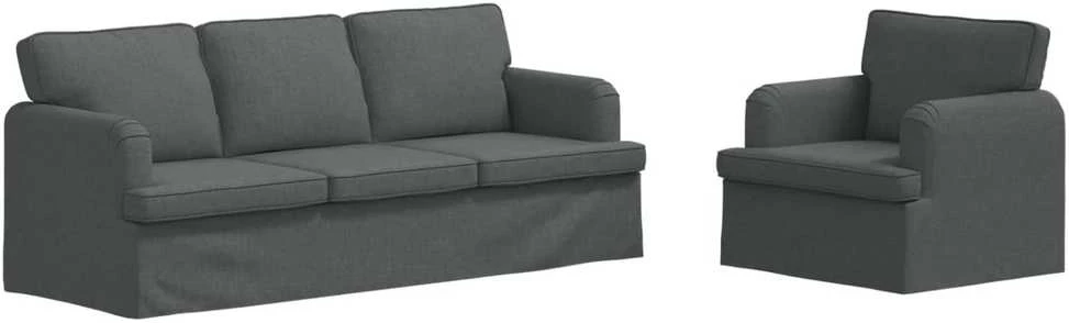 Sofa 2 pcs Tamsiai pilka Metalas