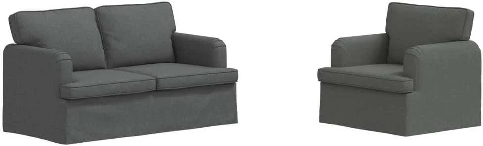 Sofa 2 pcs Tamsiai pilka Metalas
