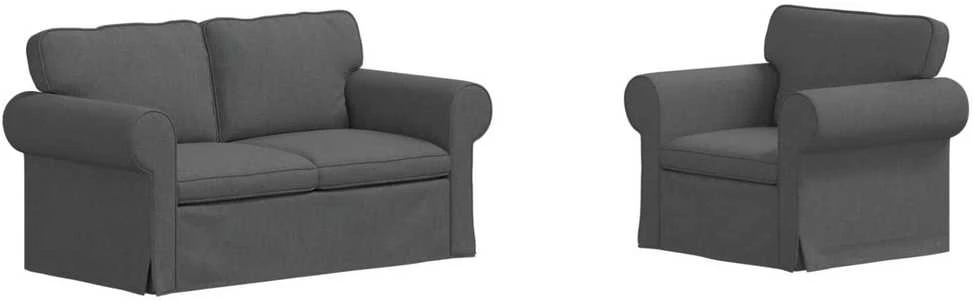 Sofa 2 pcs Tamsiai pilka Metalas