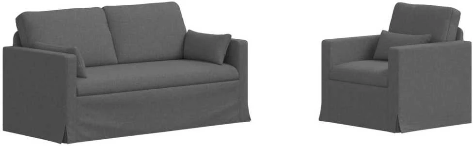 Sofa 2 pcs Tamsiai pilka Metalas