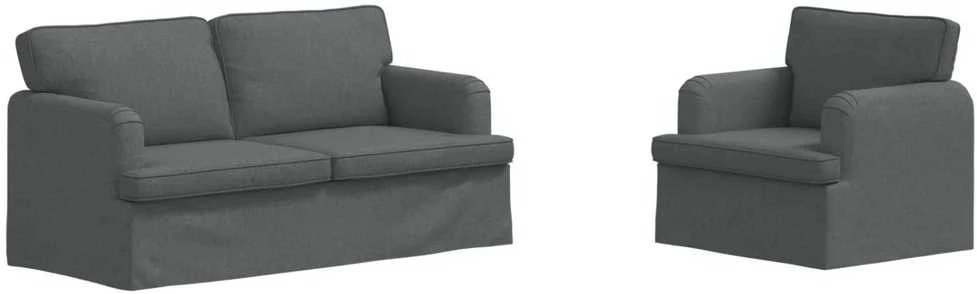 Sofa 2 pcs Tamsiai pilka Metalas