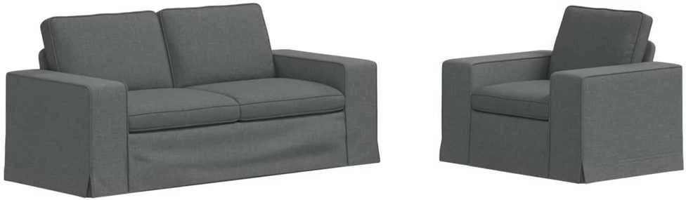 Sofa 2 pcs Tamsiai pilka Metalas