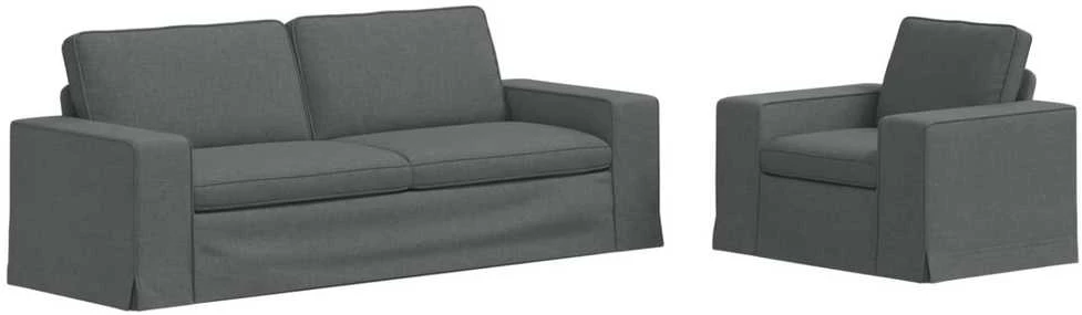Sofa 2 pcs Tamsiai pilka Metalas