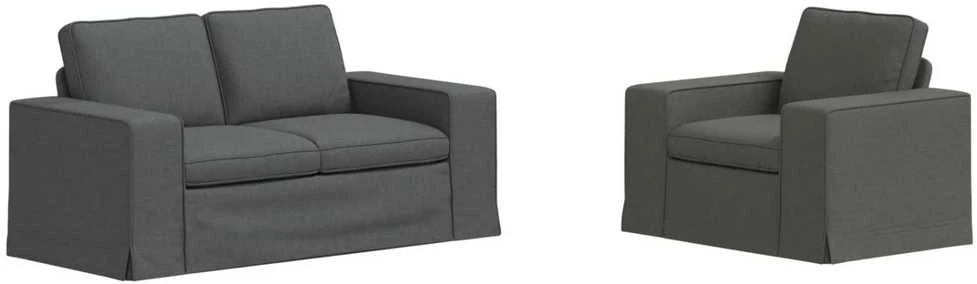 Sofa 2 pcs Tamsiai pilka Metalas