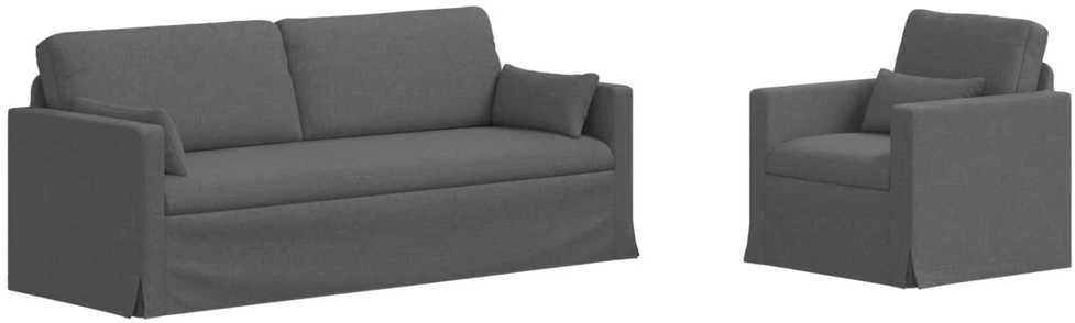 Sofa 2 pcs Tamsiai pilka Metalas