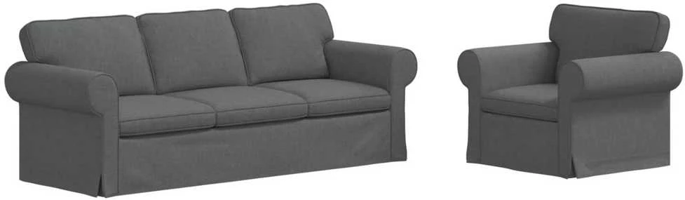 Sofa 2 pcs Tamsiai pilka Metalas