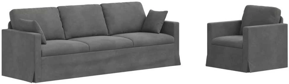 Sofa Sofos komplektas 2 vnt. Tamsiai pilka Aksomas