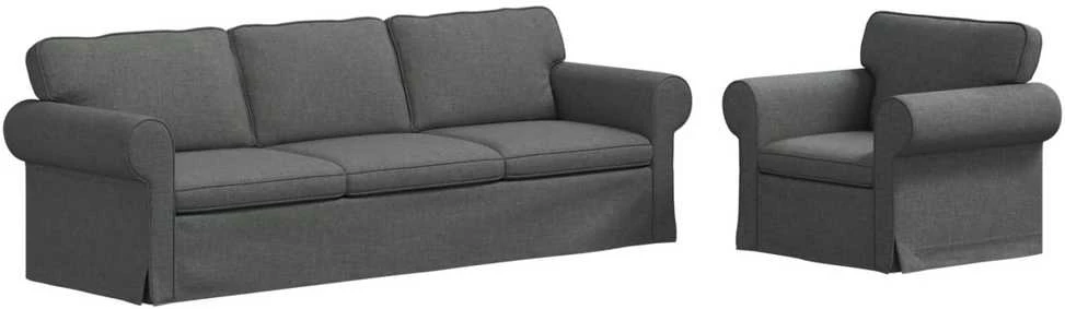 Sofa 2 pcs Tamsiai pilka Metalas