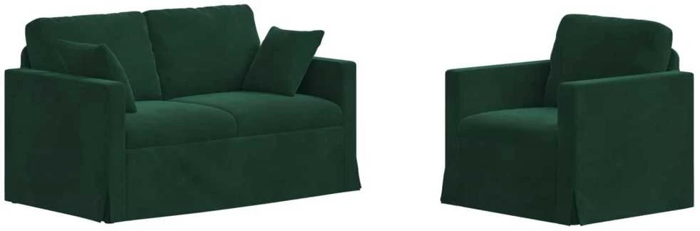 Sofa Sofos komplektas 2 vnt. Tamsiai žalia Aksomas