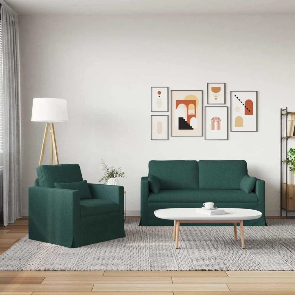 Sofa Sofos komplektas 2 vnt. Tamsiai žalia audinys