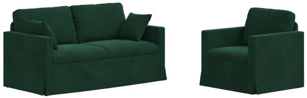 Sofa Sofos komplektas 2 vnt. Tamsiai žalia Aksomas