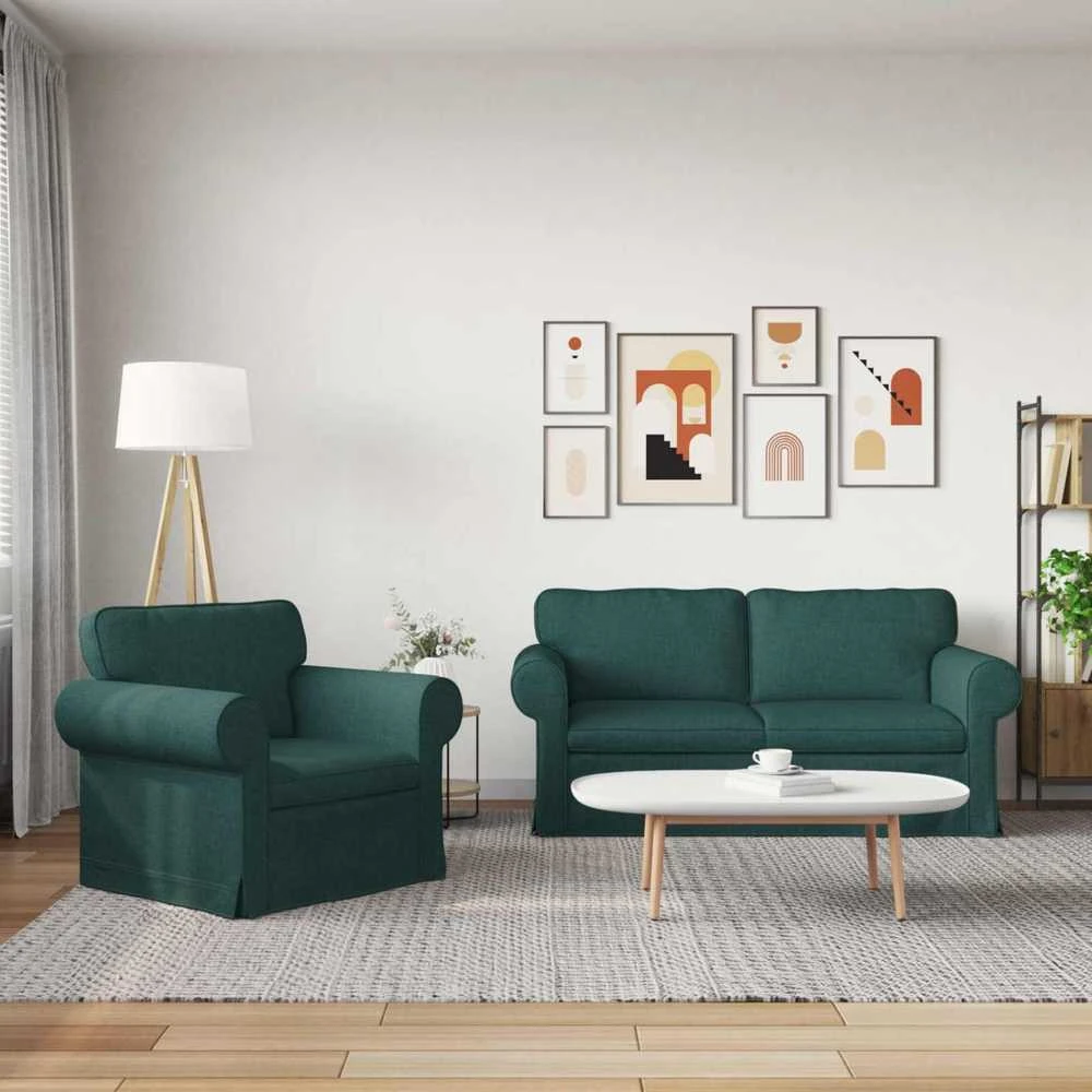 Sofa Sofos komplektas 2 vnt. Tamsiai žalia audinys