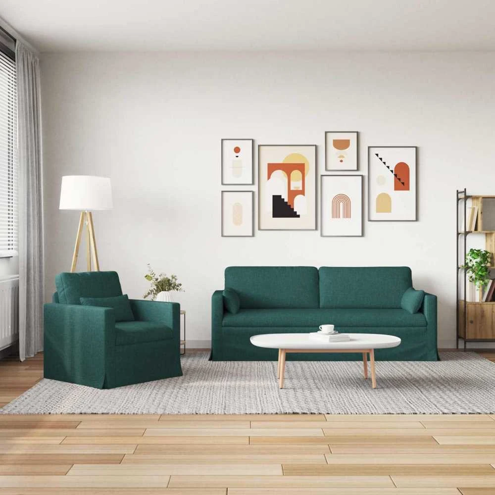 Sofa Sofos komplektas 2 vnt. Tamsiai žalia audinys