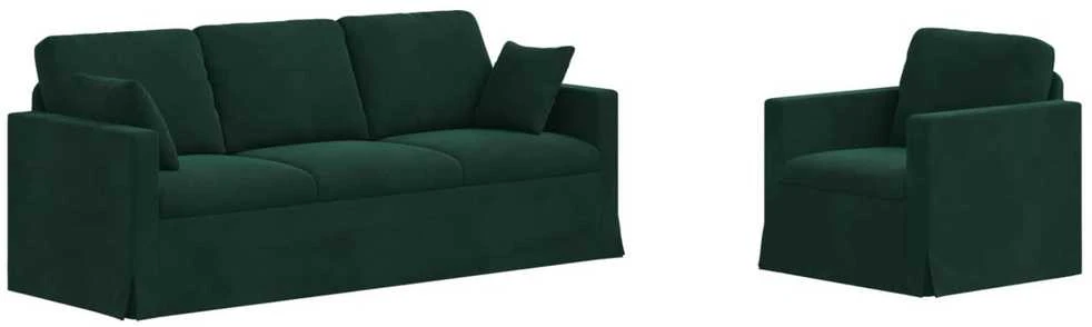 Sofa Sofos komplektas 2 vnt. Tamsiai žalia Aksomas