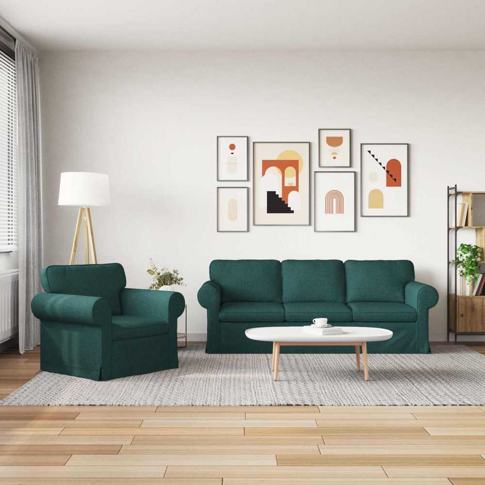 Sofa Sofos komplektas 2 vnt. Tamsiai žalia audinys