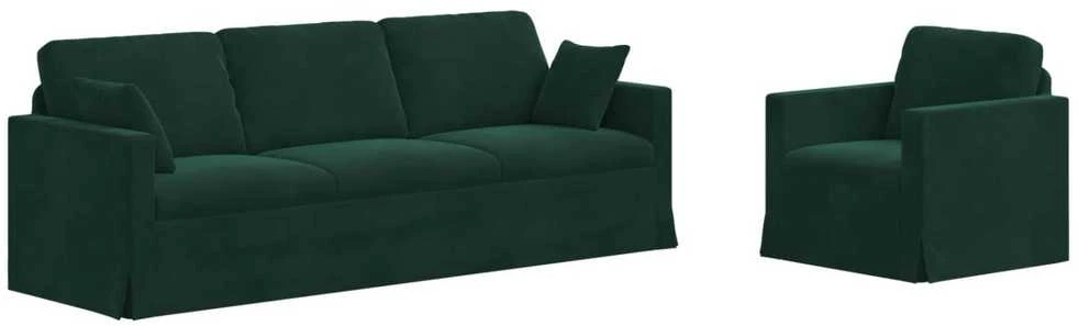 Sofa Sofos komplektas 2 vnt. Tamsiai žalia Aksomas