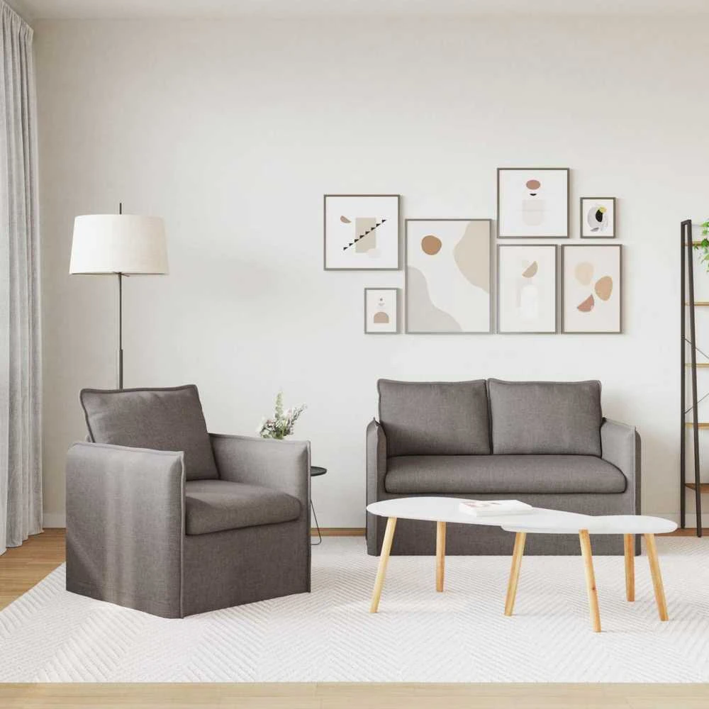 Sofa 2 pcs Taupe Metalas