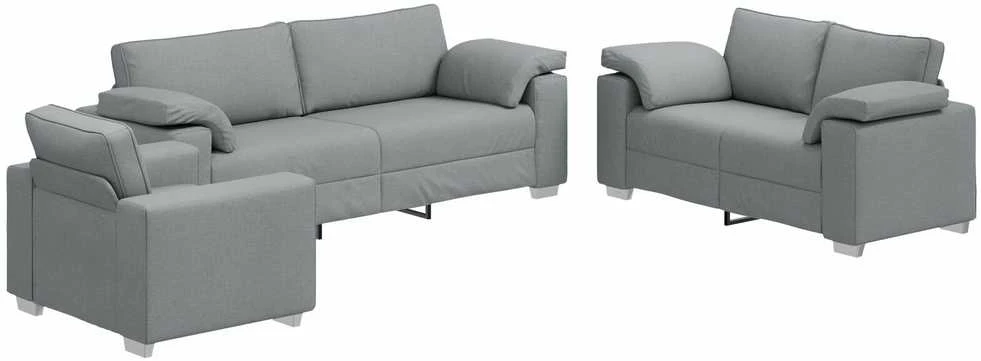 Sofa 3 vnt. Šviesiai pilka Lino mišinio audinys