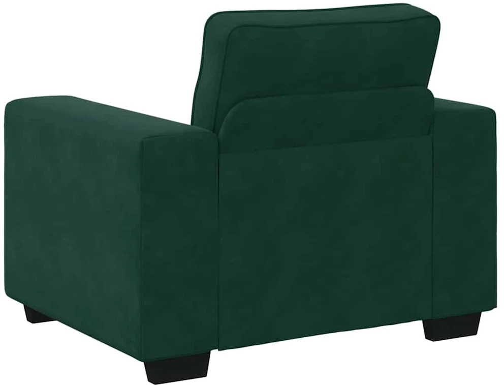 Sofa 3 dalių sofos komplektas su pagalvėlėmis, tamsiai žalias, aksomas