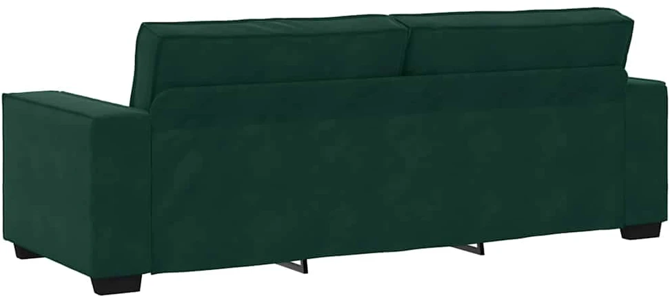 Sofa 3 dalių sofos komplektas su pagalvėlėmis, tamsiai žalias, aksomas