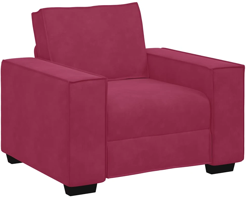 Sofa 3 dalių sofos komplektas su pagalvėlėmis, vyno raudonumo aksomas