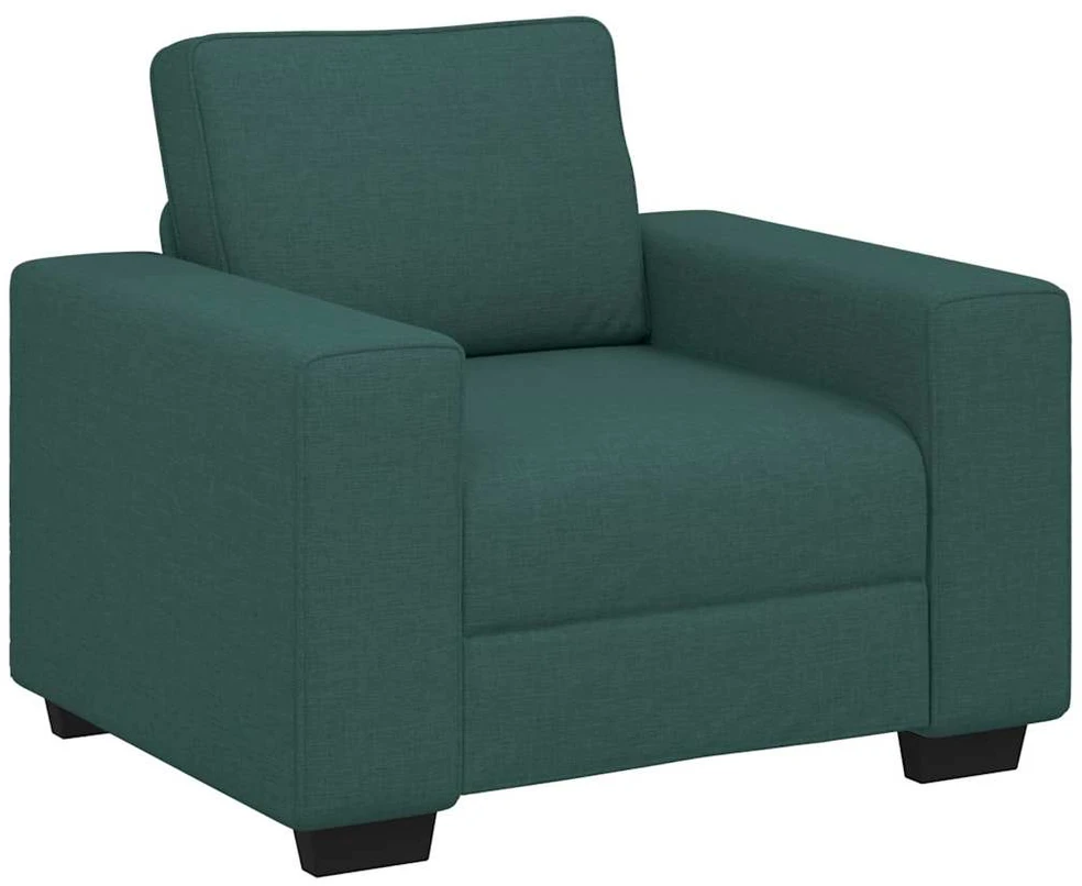 Sofa 3 dalių sofos komplektas su pagalvėlėmis, tamsiai žalias audinys