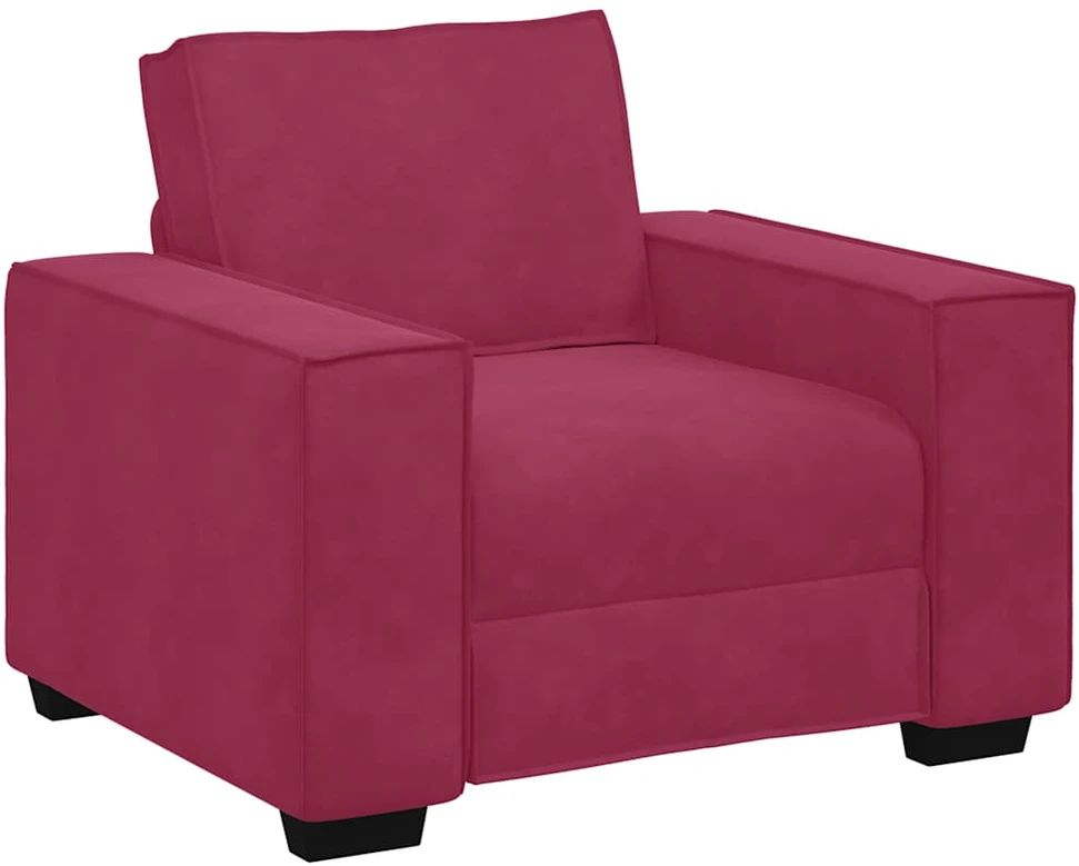 Sofa 3 dalių sofos komplektas su pagalvėlėmis, vyno raudonumo aksomas