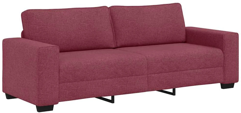 Sofa 3 dalių sofos komplektas su pagalvėlėmis, vyno raudonumo audinys