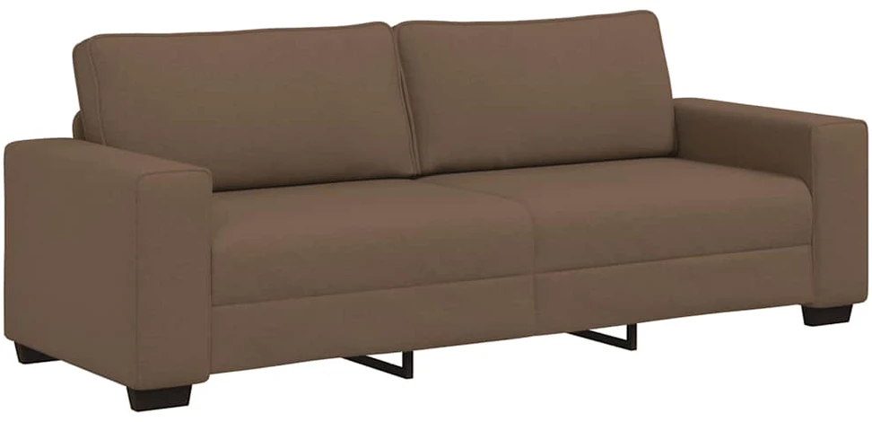 Sofa 3 dalių sofos komplektas su pagalvėlėmis, rudas audinys