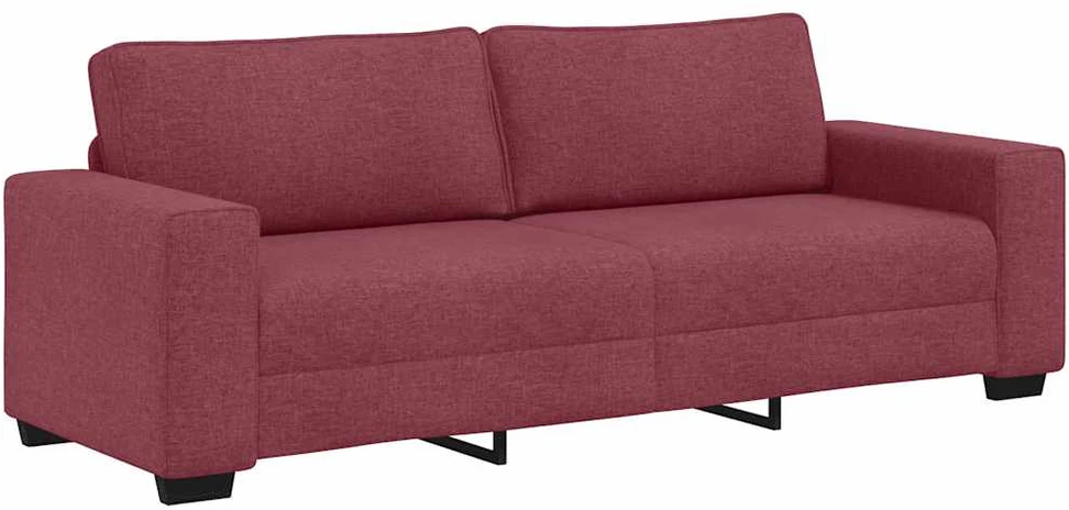 Sofa 3 dalių sofos komplektas su pagalvėlėmis, vyno raudonumo audinys