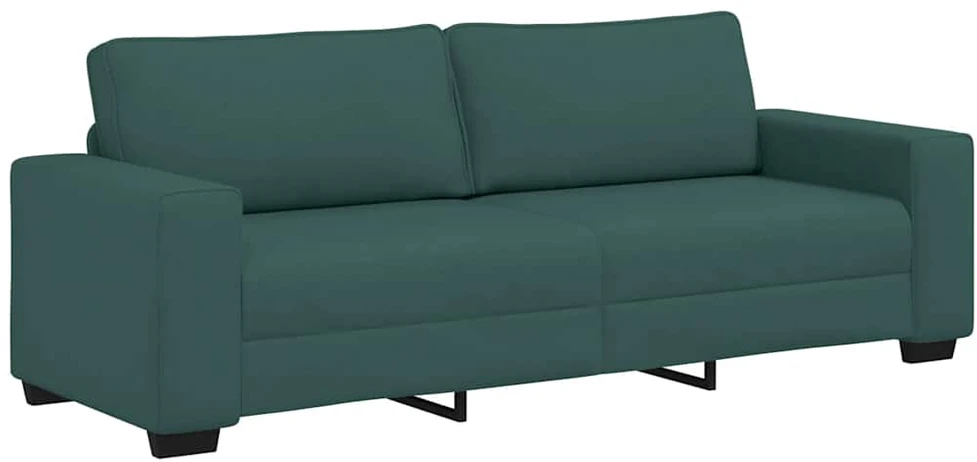 Sofa 3 dalių sofos komplektas su pagalvėlėmis, tamsiai žalias audinys