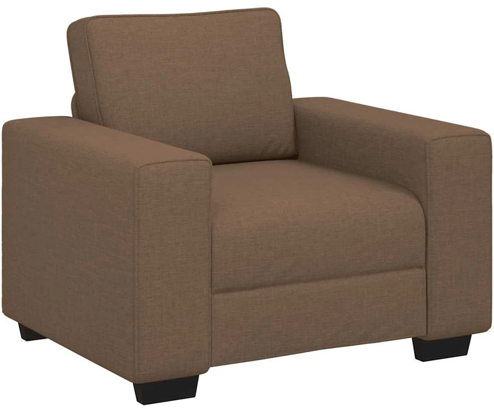 Sofa 3 dalių sofos komplektas su pagalvėlėmis, rudas audinys