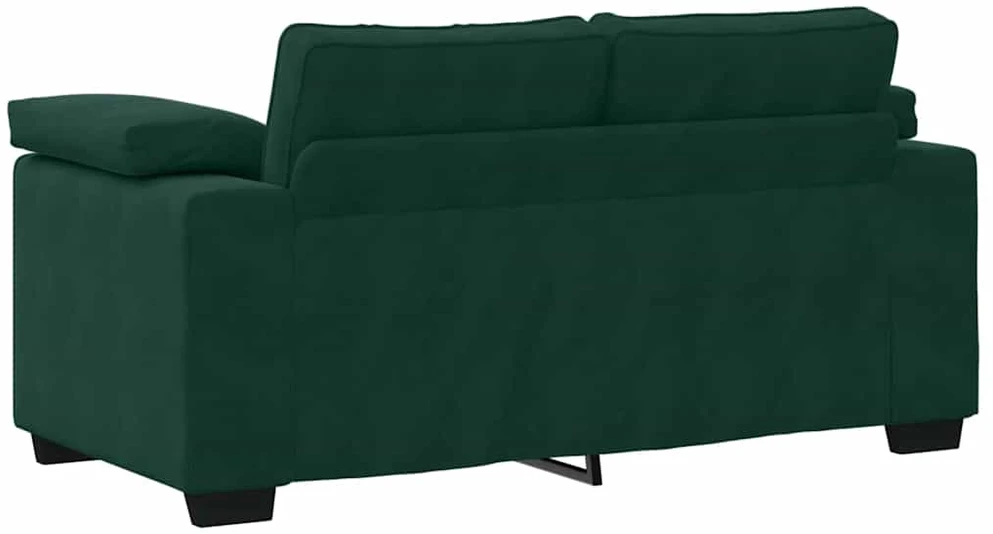Sofa 3 dalių sofos komplektas su pagalvėlėmis, tamsiai žalias, aksomas