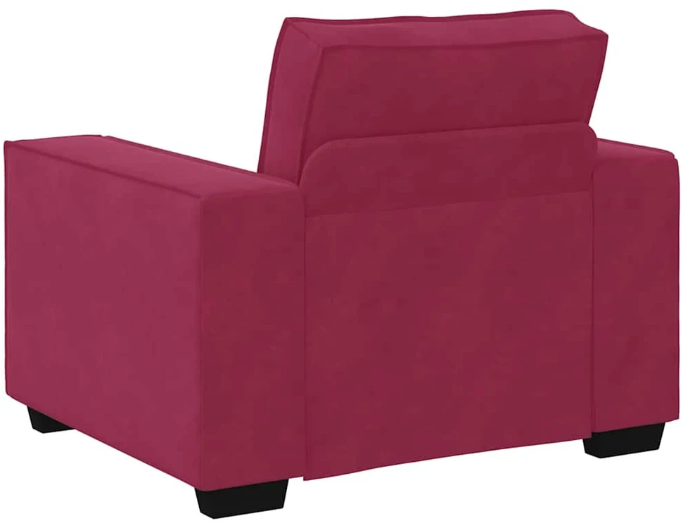 Sofa 3 dalių sofos komplektas su pagalvėlėmis, vyno raudonumo aksomas