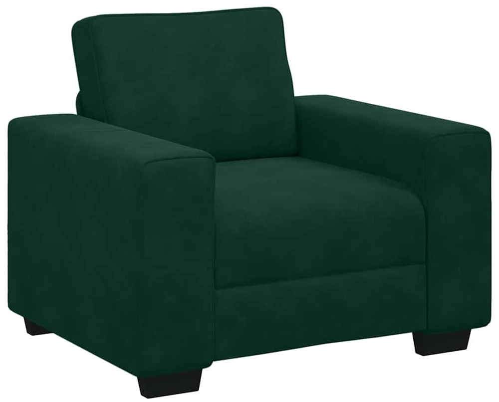 Sofa 3 dalių sofos komplektas su pagalvėlėmis, tamsiai žalias, aksomas