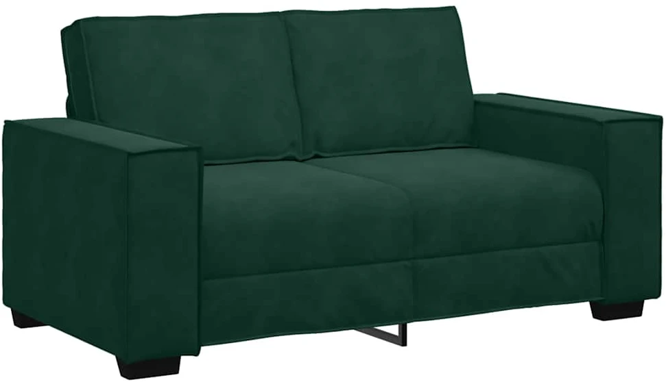 Sofa 3 dalių sofos komplektas su pagalvėlėmis, tamsiai žalias, aksomas