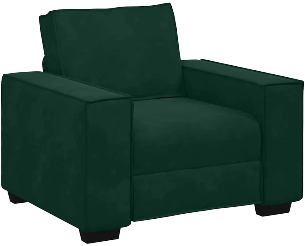 Sofa 3 dalių sofos komplektas su pagalvėlėmis, tamsiai žalias, aksomas
