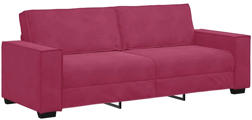 Sofa 3 dalių sofos komplektas su pagalvėlėmis, vyno raudonumo aksomas