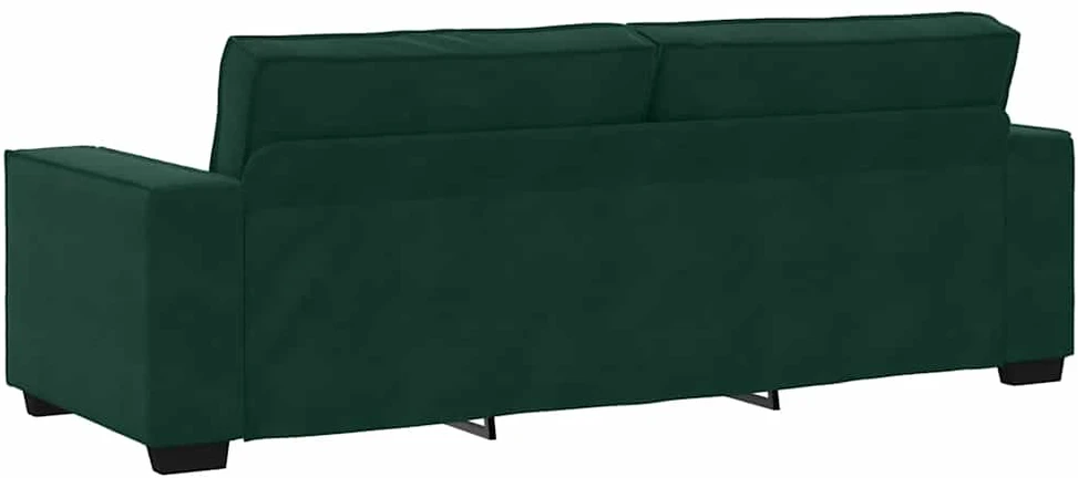 Sofa 3 dalių sofos komplektas su pagalvėlėmis, tamsiai žalias, aksomas