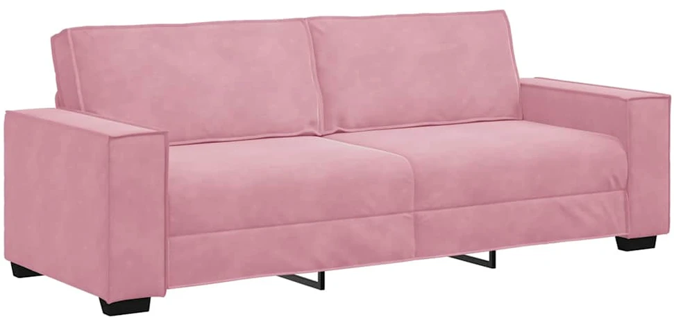 Sofa 3 dalių sofos komplektas su pagalvėlėmis, rožinis aksomas