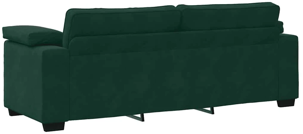 Sofa 3 dalių sofos komplektas su pagalvėlėmis, tamsiai žalias, aksomas