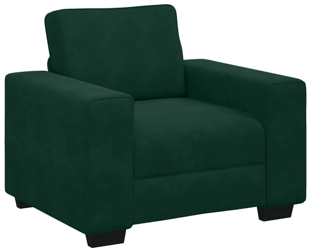 Sofa 3 dalių sofos komplektas su pagalvėlėmis, tamsiai žalias, aksomas